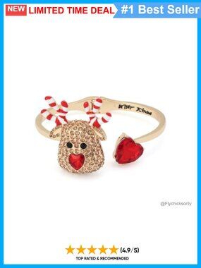 Christmas Reindeer Candy Cane Bangle Bracelet Hinge Closure Holiday Jewelry